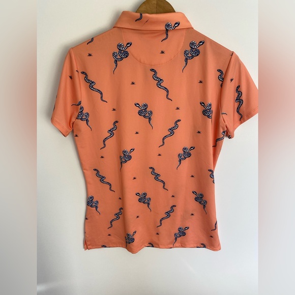 Bad Birdie Sidewinder Snake Performance Polo Short Sleeve Shirt Peach - Picture 7 of 10